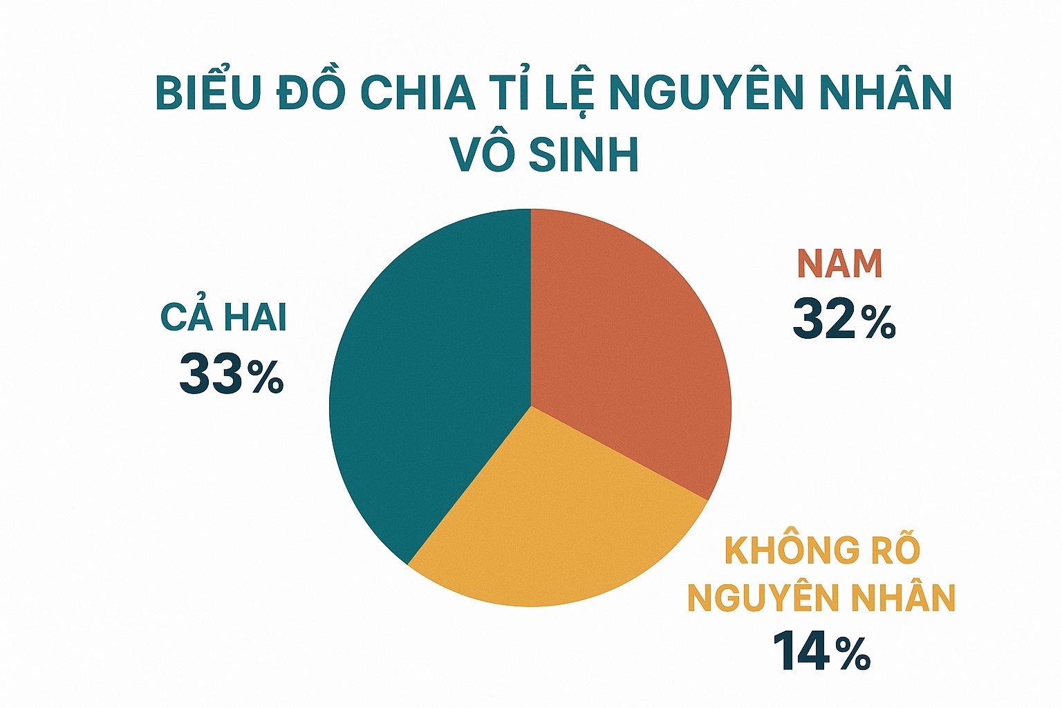 Minh hoạ tỉ lệ vô sinh được chữa khỏi phụ thuộc lớn vào việc xác định đúng nguyên nhân (Ảnh: Sưu tầm internet)